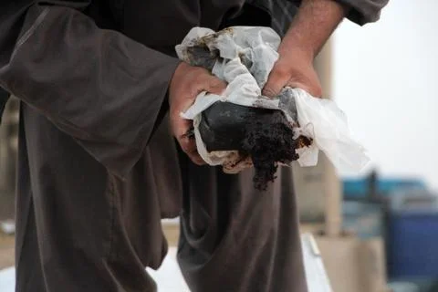 Afghan authorities destroy seized narcotics in Kandahar, Afghanistan - 20 Jul 20 Stock Photos
