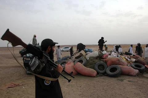 Afghan authorities destroy seized narcotics in Kandahar, Afghanistan - 20 Jul 20 Stock Photos
