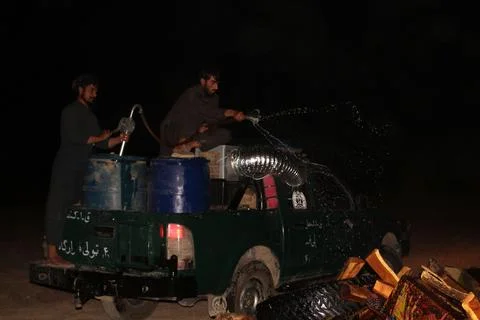 Afghan authorities destroy seized narcotics in Kandahar, Afghanistan - 20 Jul 20 Stock Photos