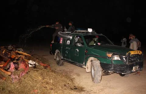 Afghan authorities destroy seized narcotics in Kandahar, Afghanistan - 20 Jul 20 Stock Photos