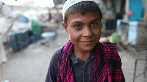 Afghan child looking at camera Stock Footage 37755460