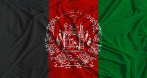 Afghan flag with fabric texture background. National flag of Afghanistan Stock Photos