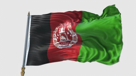 Afghan Flag on a flagpole Waving on Transparent Alpha Background Stock Footage 290979430