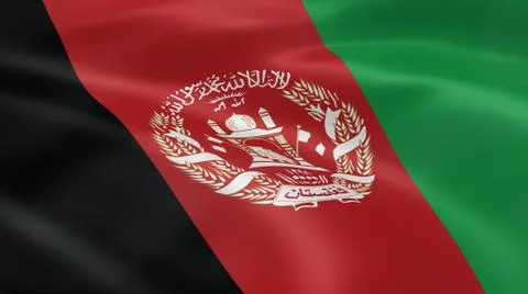Afghan flag in the wind Stock Photos