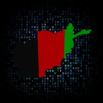 Afghan map flag on hex code illustration Stockillustratie