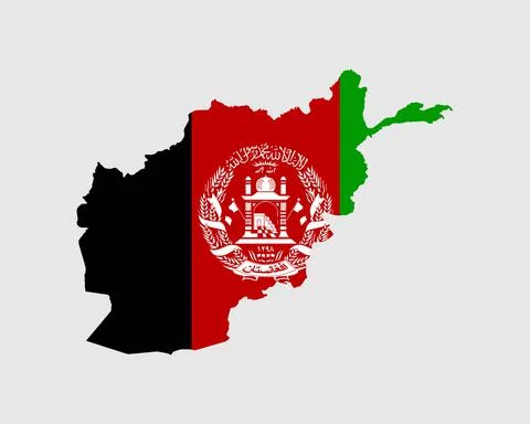 Afghan Map Flag. Map of the Islamic Republic of Afghanistan with country flag Stock Illustration