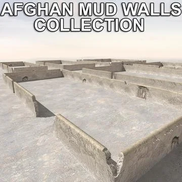 Afghan Mud Walls Collection 3D Model