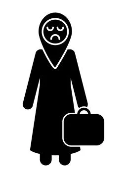 Afghan refugee with suitcase Stock Illustration