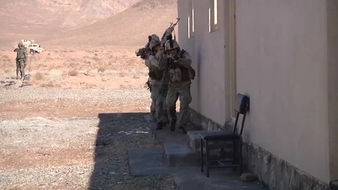 Afghan security forces train to fight terrorists - 2018 Stock Footage 98960598