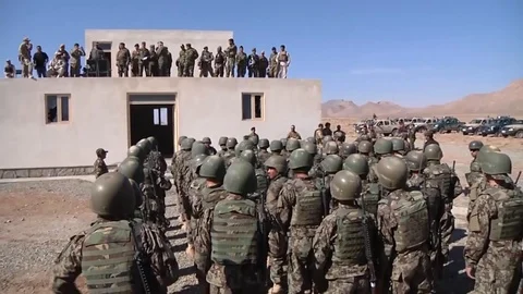 Afghan security forces train to fight terrorists - 2018 Stock Footage 98960616