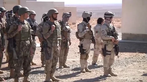Afghan security forces train to fight terrorists - 2018 Stock Footage 98960618