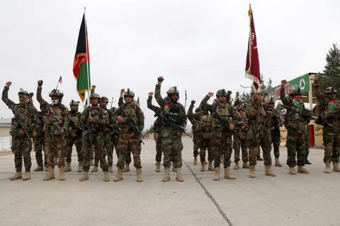 Afghan special force commando unit leave for Baghdis province in Herat, Afghanis Stock Photos