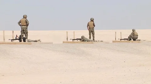 Afghan troops train with U.S. soldiers who teach them how to use advanced Stock Footage 123370973