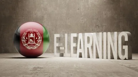 Afghanistan. E-Learning  Concept Stock Illustration