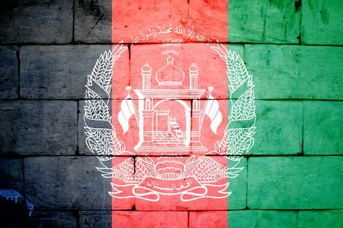 Afghanistan flag brick texture, 3d-render, painted wall and background. Independ Stock Photos