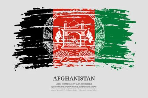 Afghanistan flag with brush stroke effect and information text poster, vector Stock Illustration
