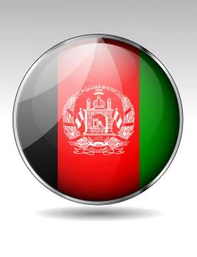 Afghanistan flag button Stock Illustration