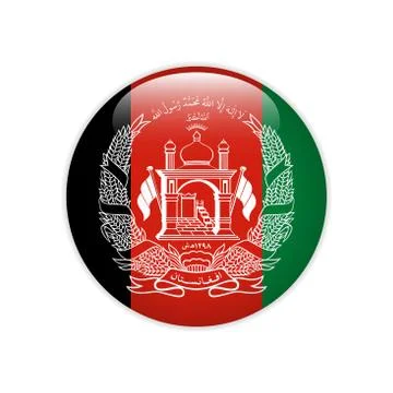 Afghanistan flag on button Stock Illustration