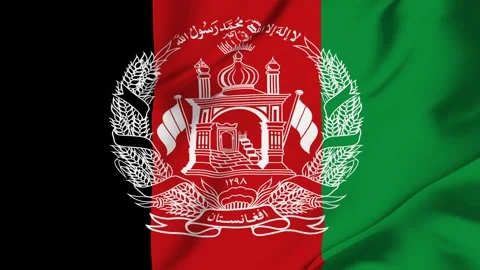 Afghanistan flag loop animation with fabric texture, seamless waving backgrou Stock Footage 342672915