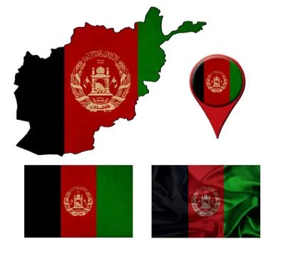 Afghanistan  flag, map and map pointers Stock Illustration