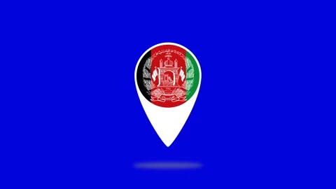 Afghanistan flag pin bouncing on blue background Stock Footage 313500507