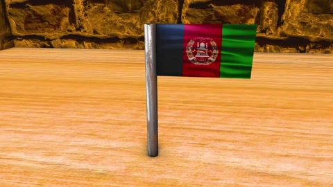 Afghanistan Flag Post - Orbiting Shot Video stock 270708209