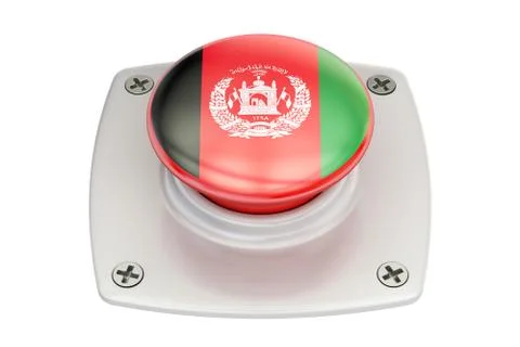 Afghanistan flag push button, 3D rendering Stockillustratie