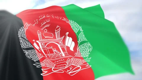 Afghanistan Flag Seamless Loop 4k 60fps on Sky Background Stock Footage 340622283