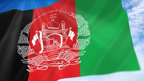 Afghanistan Flag Seamless Loop 4k 60fps on Sky Background Stock Footage 341680585