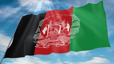 Afghanistan Flag Seamless Loop 4k 60fps on Sky Background Stock Footage 341753893