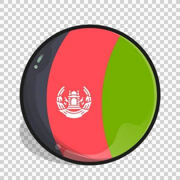 Afghanistan flag stylized in a glossy button with a black border 库存插图