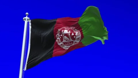 Afghanistan Flag Waving in Loopable and Textured green screen background Stock Footage 296876347