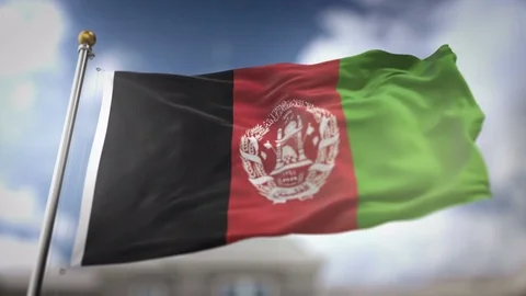 Afghanistan Flag Waving Slow Motion 3D Rendering Blue Sky Background - Seam.. Stock Footage 74859656