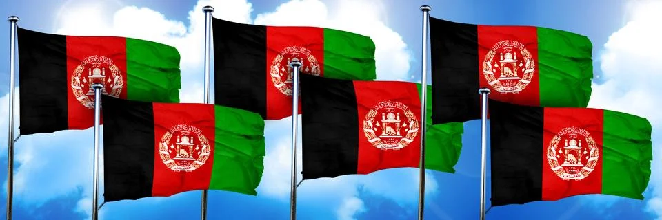Afghanistan flags, 3D rendering, on a cloud background Stock Illustration