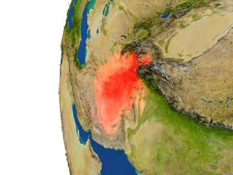 Afghanistan on globe Stock Illustration