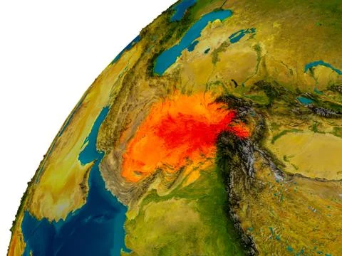 Afghanistan on globe Stock Illustration