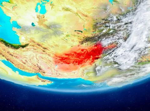 Afghanistan on globe from space Stock Illustration