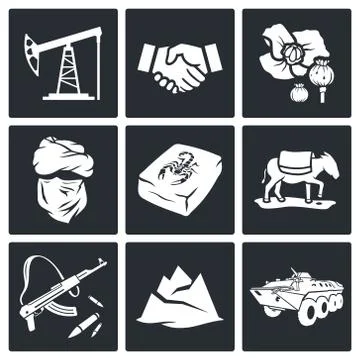 Afghanistan icon set Stock Illustration