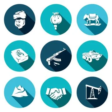 Afghanistan icon set Stock Illustration
