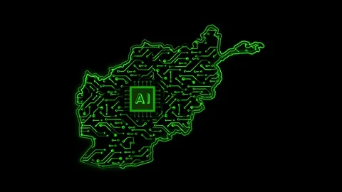 Afghanistan Map AI Chipset Technology Opener Stock Footage 337054676