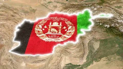 Afghanistan Map and Flag: 3D Geographic Visualization of Central Asia Stock Footage 340404318