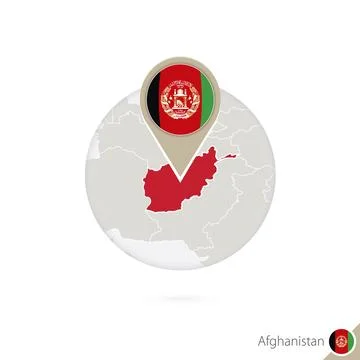 Afghanistan map and flag in circle. Map of Afghanistan, Afghanistan flag pi.. Stock Illustration