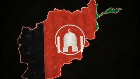 Afghanistan Map Animation Glowing Border and Flag Reveal 1080p Stock Footage 344146193