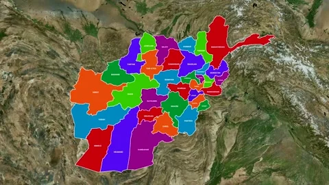 Afghanistan Map Animation Highlighting All Provinces Zoom Effect 4K Stock Footage 331994379