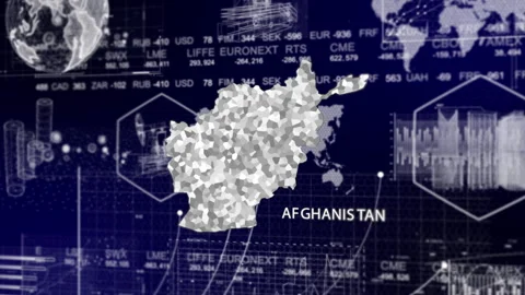 Afghanistan Map Animation Loop | Growth, GDP, Oil Economy &amp; Development Insights Stock Footage 331570698