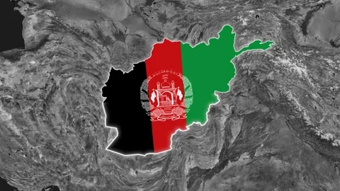 Afghanistan Map With Flag, Dark Map Vídeos de archivo 309455097
