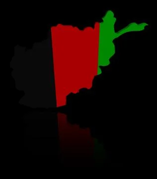 Afghanistan map flag with reflection illustration Stock Illustration