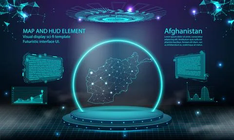 Afghanistan map light connecting effect background. abstract digital techno.. Stock Illustration