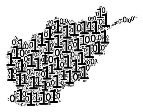 Afghanistan Map Mosaic of Binary Digits Stock Illustration