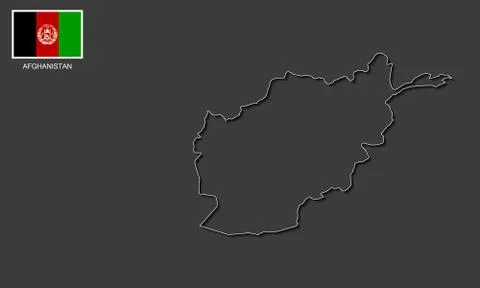 Afghanistan Map Outline (White thin line) イラスト素材